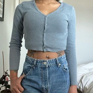 Victoria’s Secret, Blue long sleeve cropped cardigan